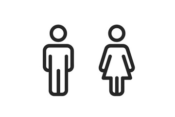 Poster - Male and female pictogram icon. Man and woman user profile avatar for web and mobile. Gentleman and lady toilet, restroom, WC sign. Gender symbol people vector illustration.