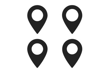 Poster - Set of 4 map pointer icons. Black location pin symbol for navigation and destination. Simple flat GPS marker sign for position, travel, and address. Minimalist place.