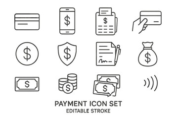 Poster - Payment methods thin line icon set. Business and finance symbols for mobile banking, credit card, transaction. Vector money outline icons with editable stroke for web design.