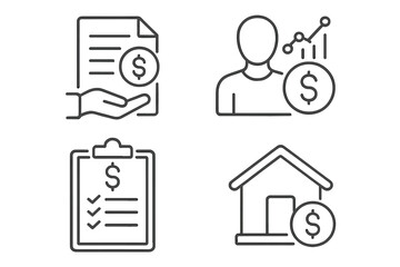 Poster - Personal finance line icon set. Financial management, budget planning, investment growth, mortgage loan icons. Thin line pictograms for web, mobile apps, business.