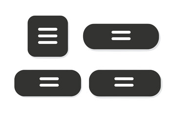 Poster - Modern black hamburger menu button set. Flat UI navigation icons for web and mobile app. Minimalist burger menu design elements. Rounded rectangle buttons for interface.