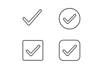 Poster - Check mark icon set with editable stroke. Approve thin line icon collection. Vector sign for vote, correct, check, validation, quality. Simple UI UX web design element.
