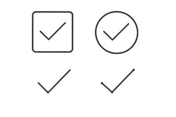Poster - Check mark icon set. Tick symbol collection for approval and confirmation. Thin line vector graphic. Simple ui elements for success, completion, done, yes, and voting.