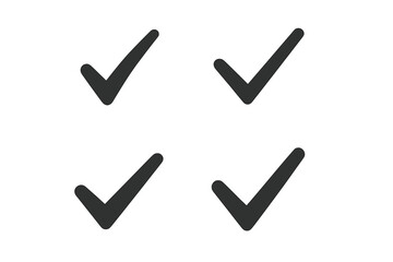 Poster - Checkmark vector icon set of 4 simple black check marks. Tick symbol for accept, ok, or correct choice. Yes vote sign for checklist, survey, and task list design element.