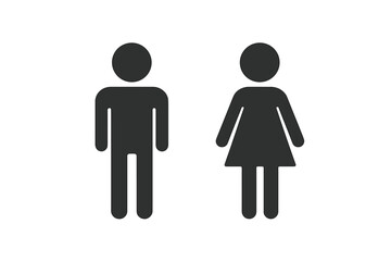 Poster - Male and Female Restroom Icons. Man Woman Pictogram. Unisex Toilet Sign. Gender Symbols. User Profile Silhouette. Public Bathroom Door Symbol. Vector Illustration. Universal People Icons.