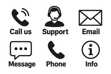 Poster - Customer support icon collection. Contact us methods symbols. Call center, help desk, phone call, email, chat message, information sign. Flat vector illustration for website.