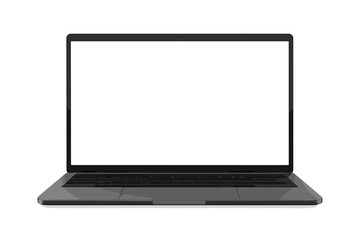 Poster - Modern laptop mockup front view with blank screen. Realistic computer notebook vector illustration. Device screen for project presentation, website, app design isolated.