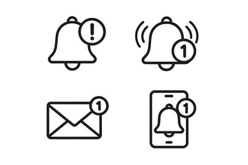 Poster - Notification Bell Icon Set. Alert Symbol. New Message Notification. Inbox Email Alert. Mobile Notification Badge. Ringing Bell. Reminder and Alarm Icon Collection. UI UX Design Elements