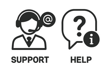 Poster - Customer Support and Help Icons Set for Web and Mobile Apps. Online Assistance, Email, Contact Center, Helpdesk, Information, Feedback, 24 Hour Service, Communication Vector Illustration