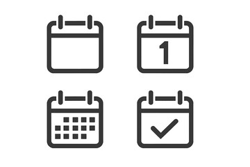 Poster - Minimalist Calendar Icons Set. Schedule, Event, Date Reminder, Planning, Appointment, Holiday, Organizer, Monthly Planner, Week Calendar, Mark Important Day, Vector Illustration