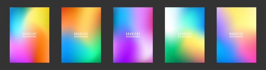 Poster - Minimal abstract covers set. Colorful background bundle with blurred styles decoration on bright space. Modern graphic design element vibrant gradient colors concept for web, flyer, card, or brochure
