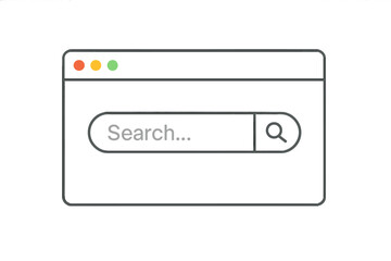 Fototapete - Minimalist web browser search bar vector illustration. Website UI element with navigation buttons. Clean search field interface design. Internet browser window template. Digital web search box.