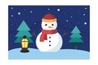 © Mittika - Cozy Snowman By Glowing Lamp In Peaceful Christmas Scene