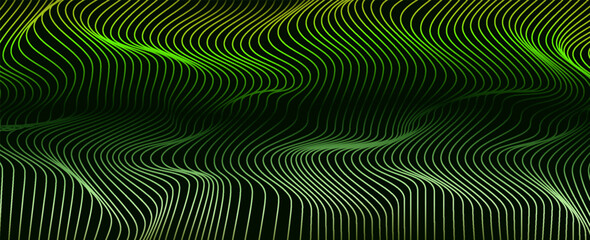 Poster - Abstract green curved lines background. vector Eps 10