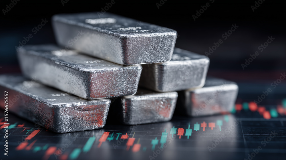 Stacked Silver Bullion Bars Displayed on Financial Chart Highlighting ...
