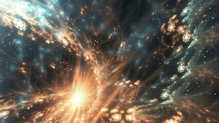 Aufkleber - Cosmic Nebula Swirling Orange Teal Clouds Bright Starry Night Sky