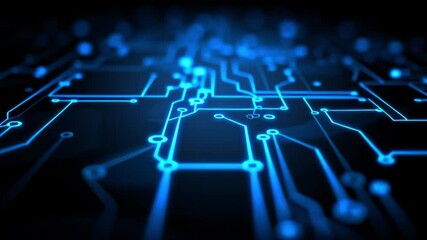 Leinwandbilder - Glowing Blue Circuit Board Abstract Technology Background