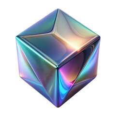 Poster - Iridescent cube render abstract background wallpaper design graphic resource for designers and artists
