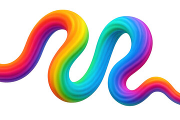 Leinwandbilder - Wavy rainbow paint stroke swirling on a transparent background, creating a vibrant and colorful abstract design