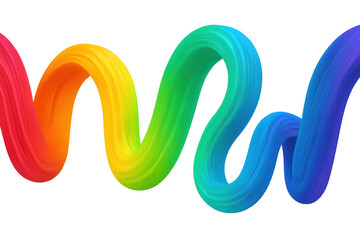 Leinwandbilder - Vibrant rainbow-colored brush stroke curving gracefully against transparent backdrop, highlighting artistic expression