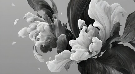 Poster - Abstract grayscale artwork depicting swirling, 