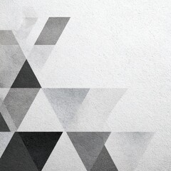 Poster - Abstract grayscale geometric pattern of overlapping triangles on a textured background.  The design features varying shades of gray, creating a sense of depth and dimension