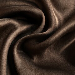 Poster - Close-up of rich, dark brown satin fabric, showing its smooth texture and luxurious folds.  The image highlights the subtle sheen and drape of the material