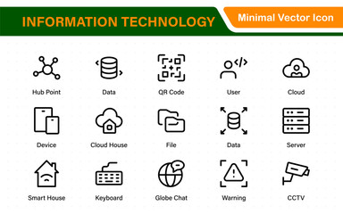 Fototapete - Information technology icons set. Set of It technology icons. Industry concept factory of the future. Technology progress. Big UI icon set in a flat design. Thin outline icons