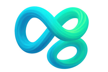 Poster - Spinning gradient infinity symbol with blue-green-turquoise colors against transparent backdrop