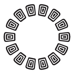 Poster - Abstract circular pattern of black concentric rectangles with rounded corners on a white background