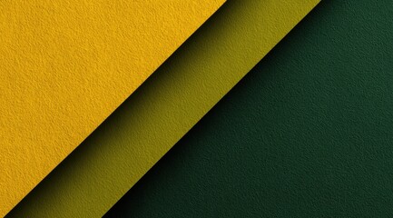 Poster - Abstract image featuring two diagonal planes of textured yellow-gold and dark-green, creating a geometric, minimalist design with subtle shading and a focus on color contrast