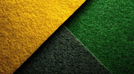 Poster - Abstract image featuring three textured, triangular sections in shades of gold, dark teal, and forest green, creating a geometric pattern