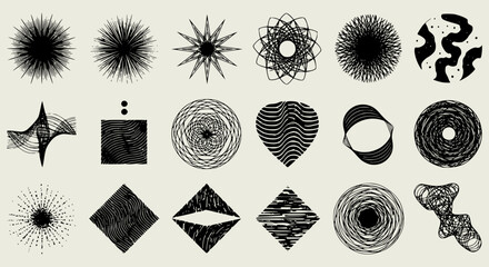 Poster - Modern geometric shapes in black and white create an abstract pattern for graphic design and creative projects.