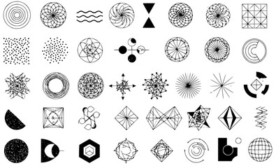 Poster - Geometric shapes and patterns in black and white present simple designs and abstract concepts in an artistic illustration.