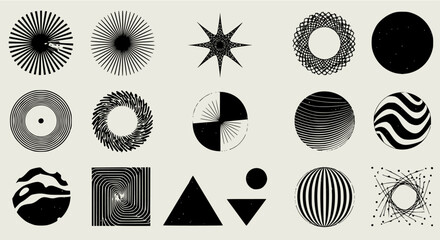 Poster - Geometric grunge shapes and forms for modern abstract backgrounds and graphic design elements in black and white.