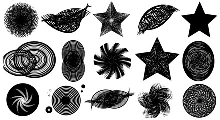 Poster - Black and white abstract vector shapes create a striking design for backgrounds and decorative elements, ideal for graphic projects.