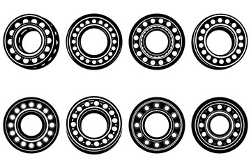 Poster - Illustration showing eight different types of bearings arranged in a rectangular pattern on white background