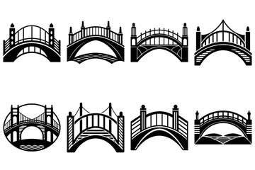 Poster - Collection of eight bridge designs in black and white showing different architectural styles and details
