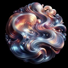 Leinwandbilder - A mesmerizing sphere of metallic waves interweaving with shiny spheres, creating an abstract iridescent gradient pattern.