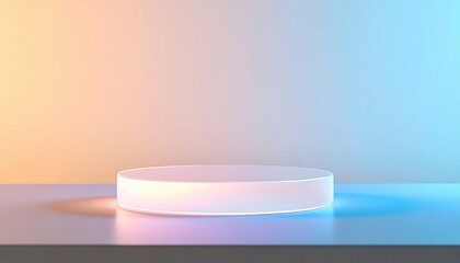 Poster - Minimalist circular podium with soft gradient background in pastel shades for product presentation or display background design