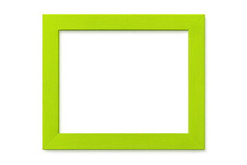 Poster - Vibrant lime green wooden picture frame isolated on a transparent background, perfect for showcasing artwork or photos