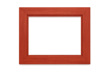 Poster - Empty red wooden picture frame with transparent background, perfect for showcasing artwork or photographs