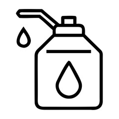 Poster - Illustration of a bottle with a spout and a drop, possibly oil or liquid, in black outline