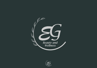 Poster - EG Monogram with Leaf Emblem for Beauty and Wellness Brand
