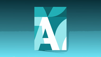 Leinwandbilder - Abstract geometric illustration of the letter A in shades of turquoise and white