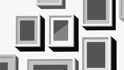Leinwandbilder - Abstract geometric frames with shadows arranged in a repeating pattern on a white background