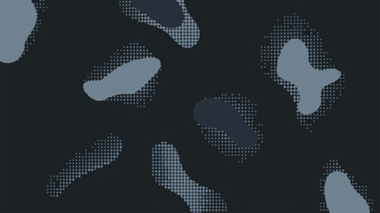 Poster - Abstract pattern design with organic shapes in shades of blue on a dark background