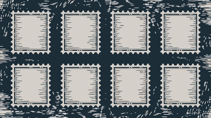 Poster - A vintage illustration of a sheet of postage stamps with blank spaces for text