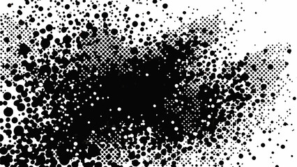 Poster - Abstract black and white halftone background with grunge effect and irregular shapes