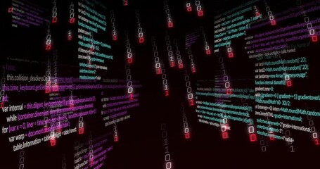 Poster - Opening code panel, panels emerging around void and binary digits cascading, forming data tunnel